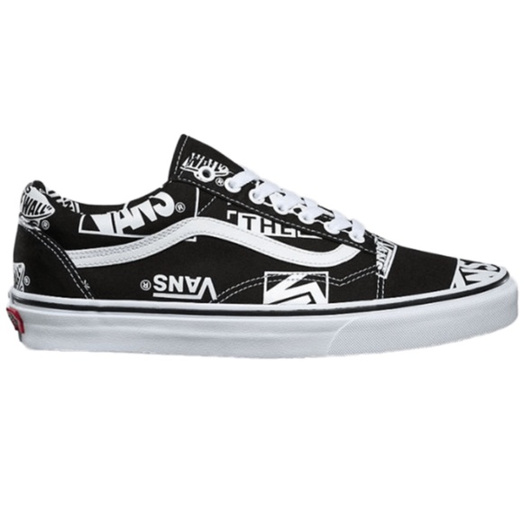 vans old skool logo mix black & white shoes